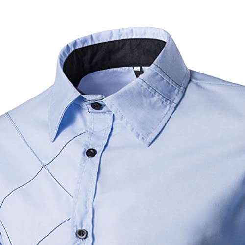 Men's Slim Fashion Casual Shirt Lapel Long Sleeve Plaid Button Down Shirts Class Wrinkle-Free Dress Shirt3
