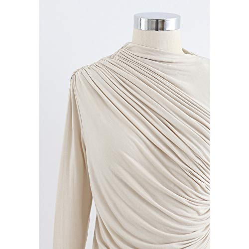 Image of CHICWISH Women's Mock Neck Ruched Long Sleeves Knit Top