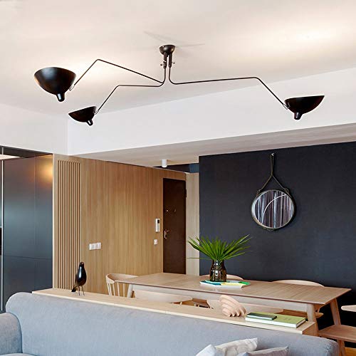 Platfond rétro chic lustre noir à bras long ajustable design haut plafond - 3