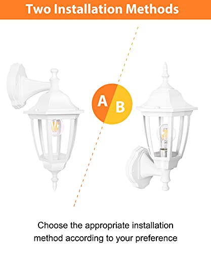 FUDESY-Outdoor-Wall-Lantern-Exterior-Waterproof-Wall-Sconce-Light-Fixture-White-Front-Porch-Light-Wall-Mount-for-Garage-Patio-Yard-FDS2542EW-Bulb-Included