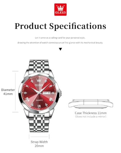 Image of OLEVS Watch for Men Diamond Business Dress Analog Quartz Stainless Steel Waterproof Luminous Date Two Tone Luxury Casual Wrist Watch Blue