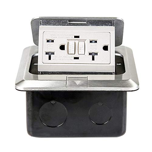 Pop Up Floor Outlet Covers Box Kit 20 Amp Aluminum alloy with GFCI Tamper-Weather Resistant Receptacle Outlet