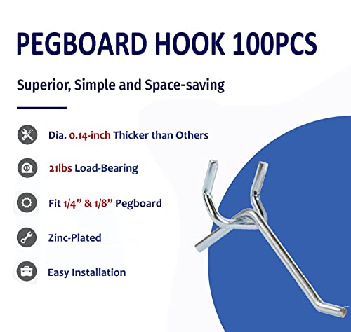 I-Fkm HL-PHB100 100 Pack Pegboard Hooks Asseccories,2-Inch Peg Board Tool Utility Hooks thumb #1