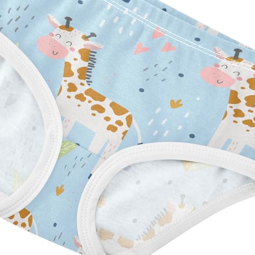 Wusikd Cute Giraffe Girls Underwears Cotton Blue Girls Briefs Soft Toddler Underwear 5T4