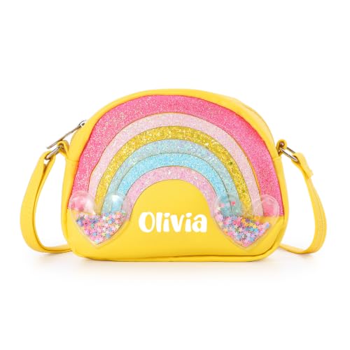Image of Personalized Purse, Rainbow Glitter Custom Name Crossbody Bag