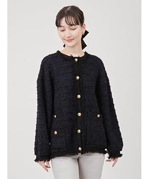 美品ミラオーウェン 24SS ツイードニットジャケット0 Mila Owen（ミラオーウェン）の「ツイードニットジャケット