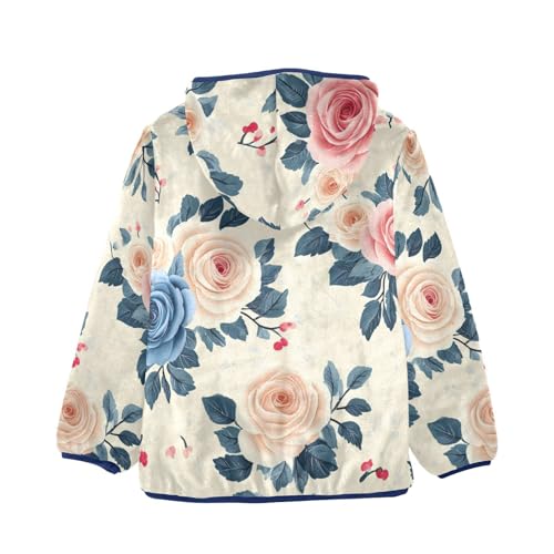 Beautiful Roses Flowers with Leaves Girls Fleece Jacket Girls Fall Jacket Girls Zip Up Hoodie Girls Sherpa Jacket 2-10T2