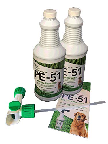 PE-51 Zeofill Pet Urine Cleaner 32oz Bottle - 2 Pack | Includes 1 Max Flow Garden Hose Spray Nozzle; Pet Odor Eliminator for Carpet, Grass, Artificial Turf, Patios & Outdoor Use