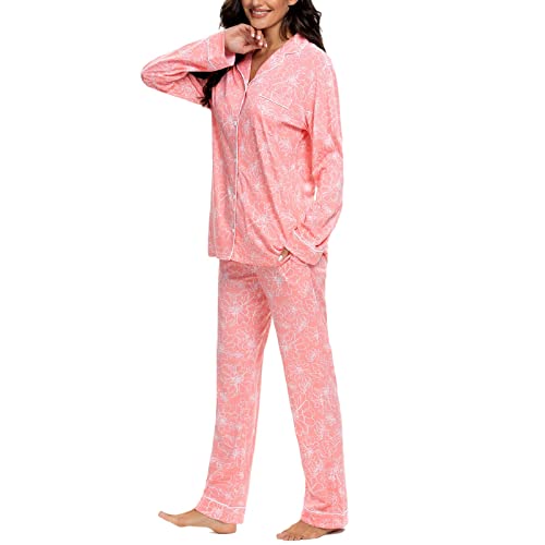 Image of Tugege Pajamas Set Long Sleeve Sleepwear Womens Button Down Nightwear Pj Sets