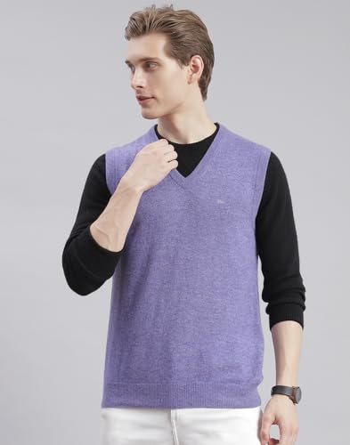 Image of Monte Carlo Off White Solid V Neck Sweater | Warm Woolen Pullover for Men | Soft Comfortable Knitted Winter Wear Sweater for Men's