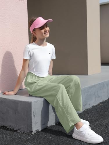 Image of SANGTREE Girls & Woman Wide Leg Pants Lightweight Casual Elastic High Waist Straight Leg Loose Trousers,4 Years - Woman 2XL