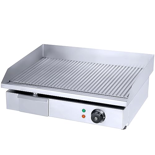 QUSYZD Parrilla eléctrica Comercial de 3000 W y 22 Pulgadas para encimera, de Acero Inoxidable, para Restaurante, con Control de Temperatura Ajustable a 122 °F.,