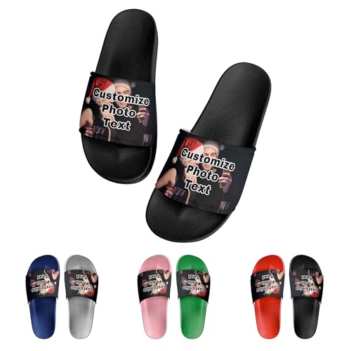 Custom Slides - Personalized Slippers with Photo & Name, Shower Slippers & Casual Sandals