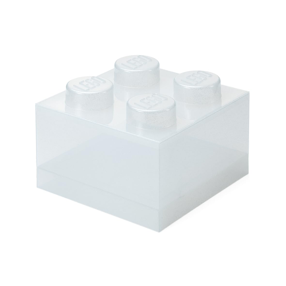 Room Copenhagen LEGO Storage Brick 4 Knobs Glitter Light Translucent - Stackable Plastic Storage Box with Lid for Kids and Adults Desk Organizer and Toy Box
