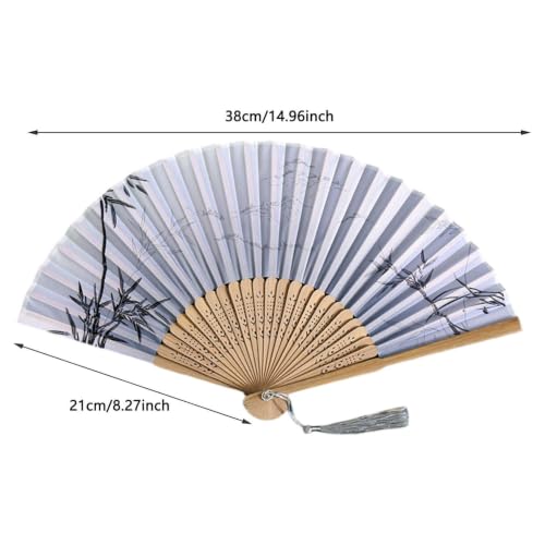Folding Hand Fan with Hollow Engraving Wooden Tassel Designs, 9x2x2 in Foldable Portable Comfortable Lightweight Long Lasting Hand Held,Stylish Dancing Fans for Wedding Parties Dancing Guests (Black) - image 4