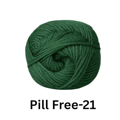 Image of VCR Dark Green Yarn, Pill-Free Soft Knitting Yarn, 100 Grams Hank, 263 Meters Length, Low-Pill Acrylic Yarn, Soft Crosia Threads, Pack of 1, Suitable for Beanies, Caps and Gloves