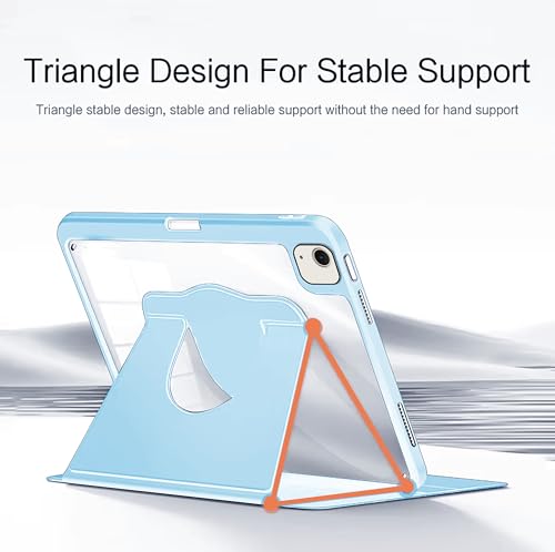 Image of TGK Rotating Case Cover for iPad Air 13 inch M4 /M3 /M2 (2026 /2025 /2024) with Pencil Holder (Sky Blue)