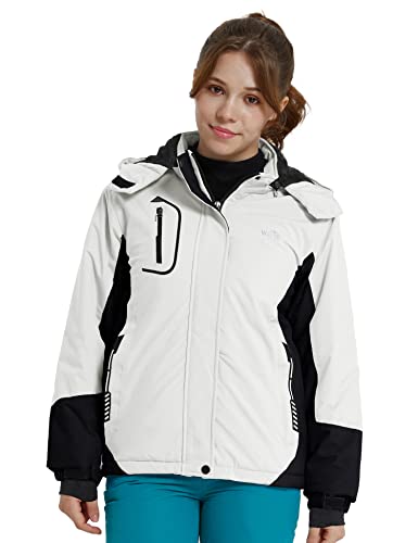 Wantdo Giacca da sci da ragazza impermeabile giacca da neve calda cappotto invernale antivento giacca isolante in pile giacca da snowboard da montagna