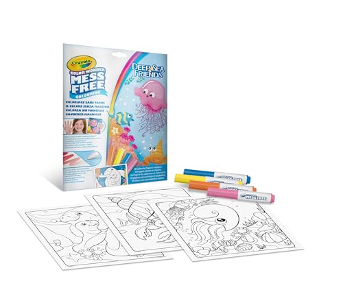 CRAYOLA - Color Wonder, Kit de Coloriage avec 18 Pages à colorier et 4 Feutres Anti-Tache, sur Le thème des Amis de la Mer, Activité Créative pour Enfants,...