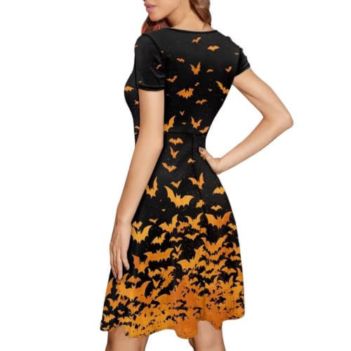 Image of AFPANQZ Womens Casual Summer Lightweight Vintage Dress Short Sleeve Midi Dress Knee-Long Luxury Formal Dress