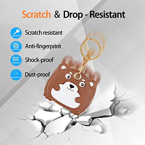 Image of Leather Keychain Case Holder Compatible with Apple AirTag, GPS Airtag Keychain Finder Tracker with Key Ring, Anti-Scratch Protective Air Tag Cover | Leather