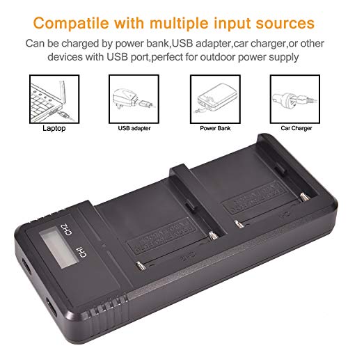 (2 Pack) NP-F970 DSTE Ersatz Batterie + Schnellladung Dual LCD Ladegerät Kompatibel mit NP-F930 NP-F950 NP-F960 und Sony CCD-TR516 CCD-TRV88 CCD-TRV90 CCD-TRV91 CCD-TRV93 CCD-TRV95 CCD-TRV98 - Image 5