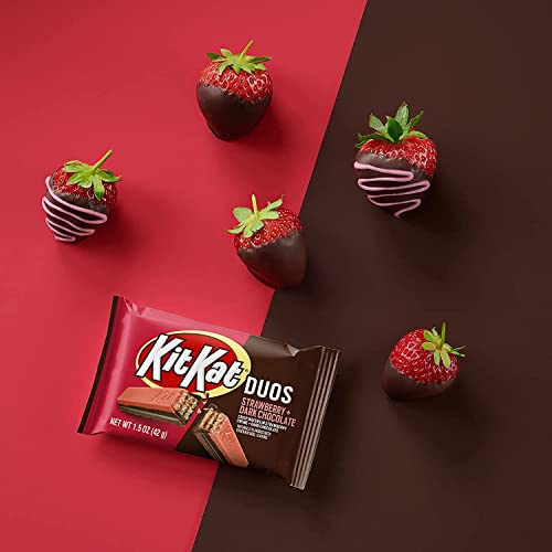 Image of KIT KAT DUOS Chocolate Strawberry Creme Wafer Candy Bars, 1.5 oz (24 Count) (Pack of 2)