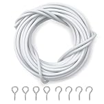 Dikots Net Curtain Wire and Hooks Set - 3 Meter Curtain wire kit with 4 Eyes & 4 Hooks - A multipurpose Kit suitable for net curtains for windows - Durable set for window net curtain