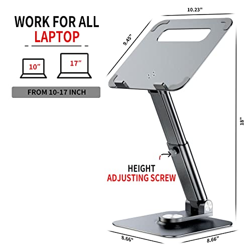 Laptop-Stand-360-Swivel-Adjustable-Laptop-Stand-for-DeskTelescopic-Laptop-Riser-Freedom-Height-Multi-Angle-Foldable-and-Portable-Computer-Stand-for-All-MacBook-Laptops-10-15-17-inches-Grey