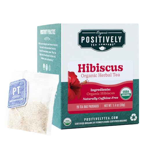 Image of Positively Tea, Organic Hibiscus Herbal Tea Bags, 20 Count, 0.8 ounces