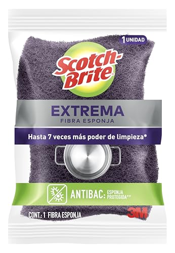 Consejos para Comprar Esponjas los mejores 10. 45 Scotch-Brite Fibra Esponja Extrema para Limpieza Pesada, Tamaño Grande, 1 pieza, Alto poder de limpieza y durabilidad