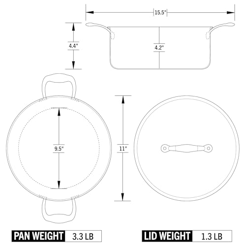 Image of Heritage Steel x Eater 6 Quart Rondeau with Lid | Made in USA | 5-Ply Fully Clad Stainless Steel Pan | Stay Cool Handle Design | Induction Capable & Non-Toxic Cookware