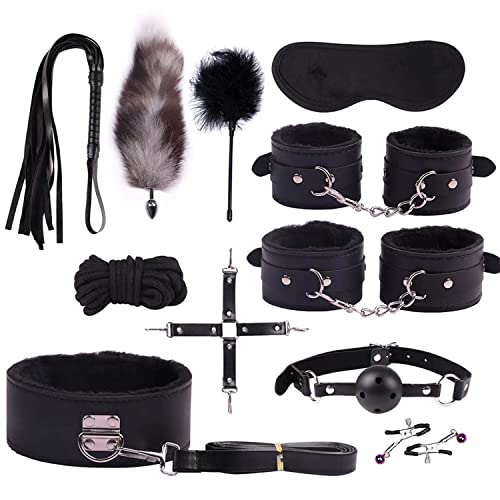 Bondage set Sex Fesseln 11 Stücke Mit Fuchsschwanz Fetisch Leder Sexspielzeuge SM Game Mit Handschellen + Halsband Fesseln Perfekt Erotik Sexspielzeug Für Paare