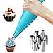 8pc Manga Pastelera de Silicona Reutilizables Kit,con 7 Boquillas de Acero Inoxidable y 1 Manga Pastelera de Silicona para Repostería,Decoración de Tartas y Cupcakes