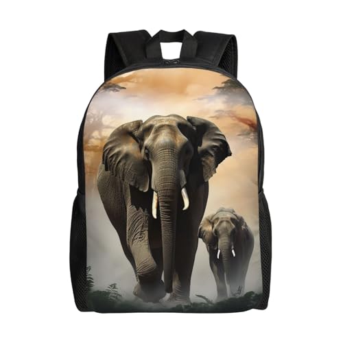 Sac à dos ordinateur portable Elephant In The Fog imperméable et léger pour voyage