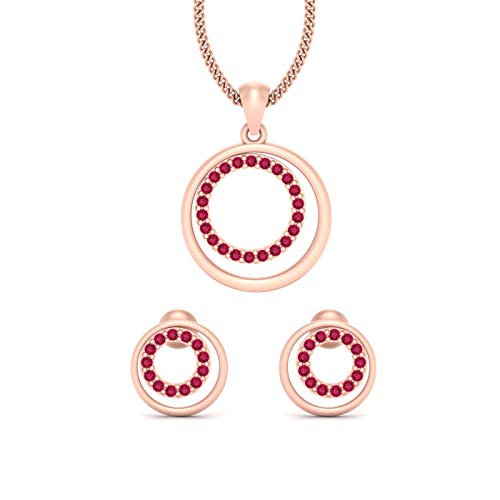 Circonita cúbica rosa en pendientes y colgante redondos de plata 925 de boda