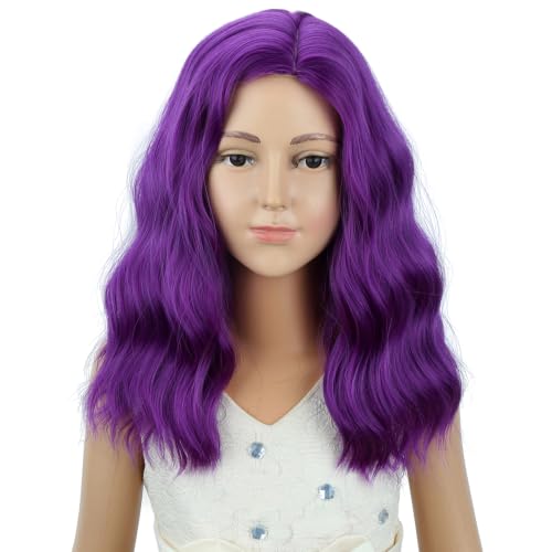 Image of PATTNIUM Purple Mixed Short Side Part Curly Wavy Wig Halloween Wig