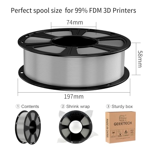 Image of GIANTARM PETG Filament 1.75mm 1kg (2.2lb), Grey PETG Filament for 3D Printer, ±0.02mm Accuracy, High Precision, Strong Toughness, Neatly Wound & Moistureproof, Non-Clogging&Non-Stringing, Grey