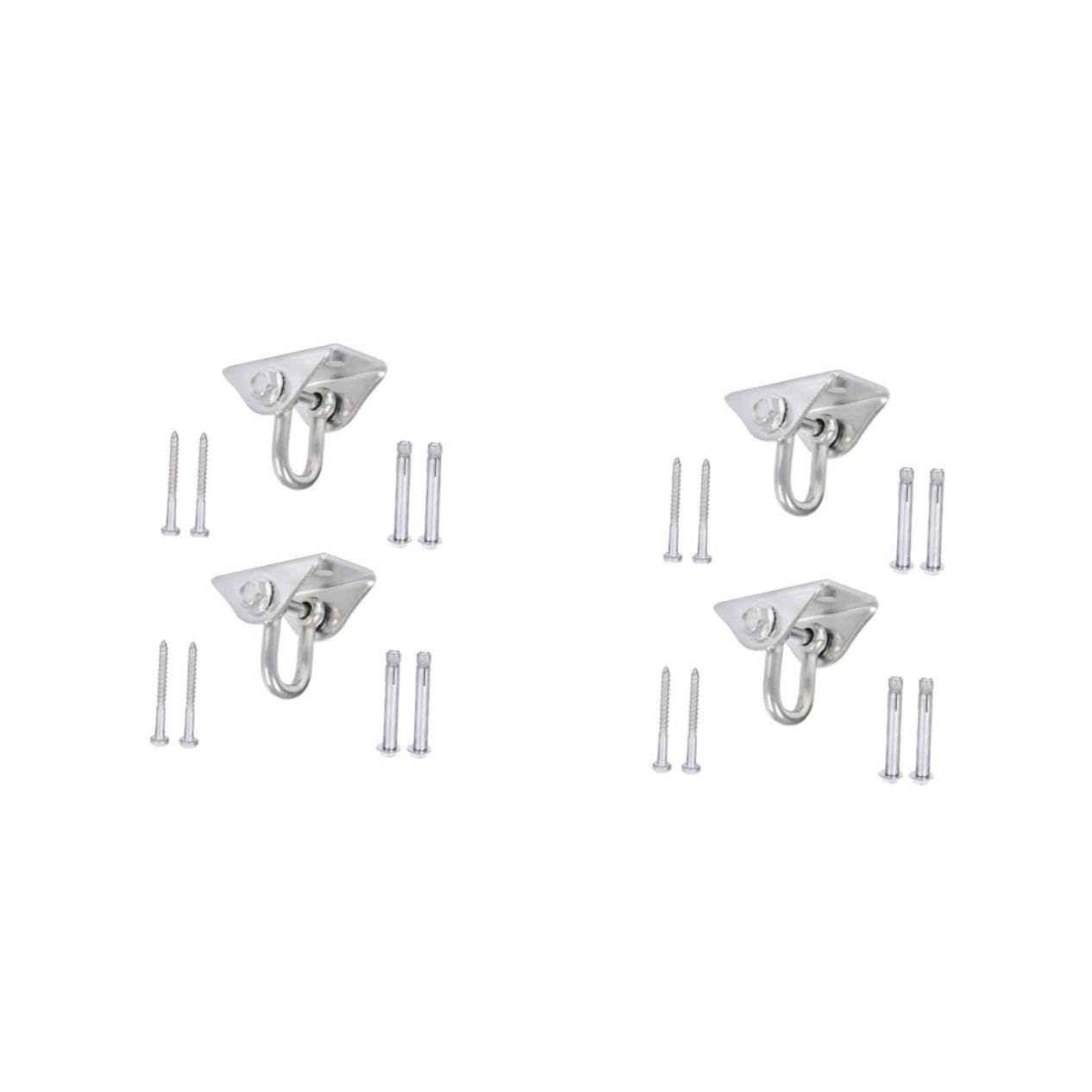 UKCOCO Lot De 4 Crochets en Acier Inoxydable pour Suspendre des Chaises Hamacs des Cintres D'Extérieur des Crochets Pivotants des Crochets D'Avertissement pour Hamacs De Yoga