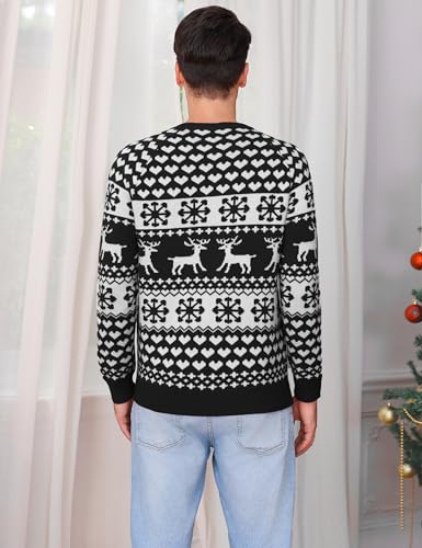 Image of Totatuit Family Matching Christmas Sweater Round Neck Reindeer Snowflakes Ugly Knitted Sweater Pullover for Men Women