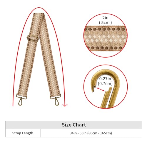 Image of ZOOEASS Bronze Buckles Purse Strap, 2 inch Wide Crossbody Handbag Strap Adjustable Replacement Shoulder Strap Vintage Embroidery