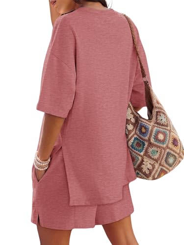 Image of COCCKO Womens Shorts Sets Matching Lounge Two Piece Outfits Summer Cute Casual Vacation Short Sleeve 2 Piece Set