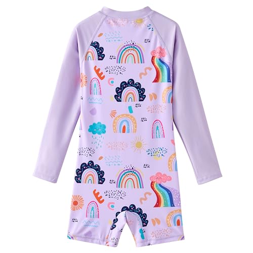 Image of Girls Swimsuit Long Sleeve Rash Guards Swim Suit 4-12Y