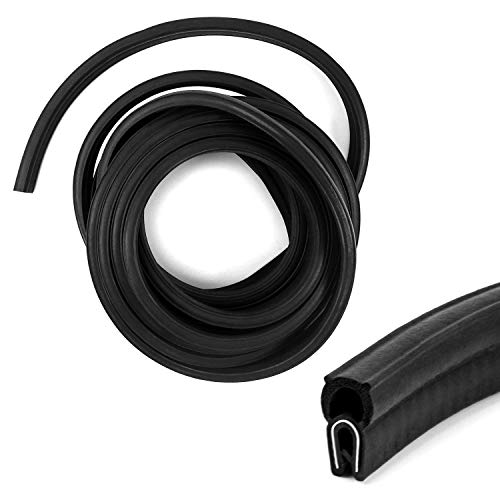Image of QWORK 20 Feet EPDM Rubber Trim Seal with Top Bulb, Fits Edge 1 /16 inch to 1 /8 inch (Pack of 2)