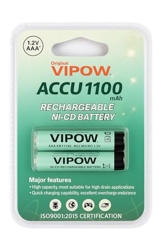 Image of AAA Rechargeable Battery 1100mAh | Pack of 2 | Low Self Discharge | Used with Digital Camera, Game Controller, LED Torch, Toys, Shaver and More (Ni‐CD) VIP