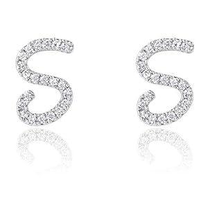 Initial Letter Earrings Shiny Small Dainty Statement Stud Earrings Personalized Earrings for Women Silver