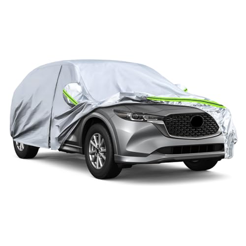 Tusamika 車 カバー マツダ CX-5 KE KF 2012-2024専用 裏起毛 ボディカバー カーカバー 厚手オックスフォード 雨 雪 塵 紫外線 黄砂対策 通気性 弾力な防風ロープ付き 四季対応 品質保証(シルバー)