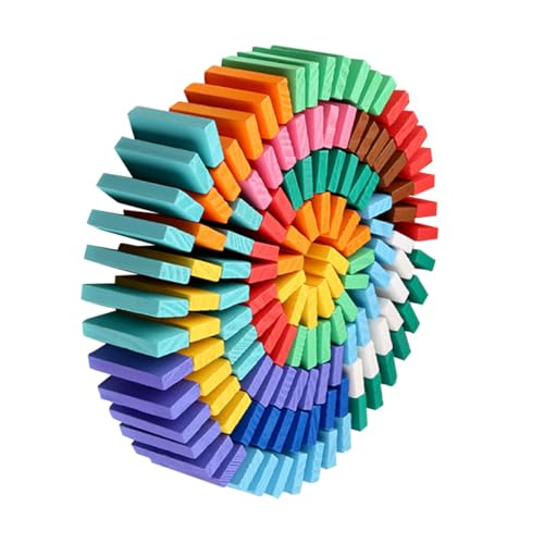 LIOOBO 120個 木製ドミノ積み木 用知育ゲーム 親子で楽しむ早期教育ブロック 多彩な色で形認識 幼児の集中力と創造力を育む