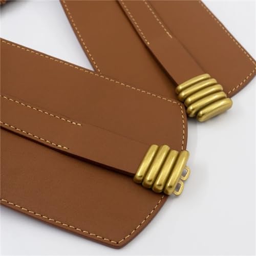 JSEIAJB Women's Outerwear With Wide Waistband And Waist ClosureGold Button Leather Elastic Waistband4