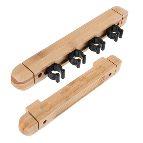Gogogmee 1 Set Wood Wall Mounted Billiard Rack 4 Holes Roman Style Pool Stick Holder Billiards Accessories Pool Table Rods Organizer for Home Club